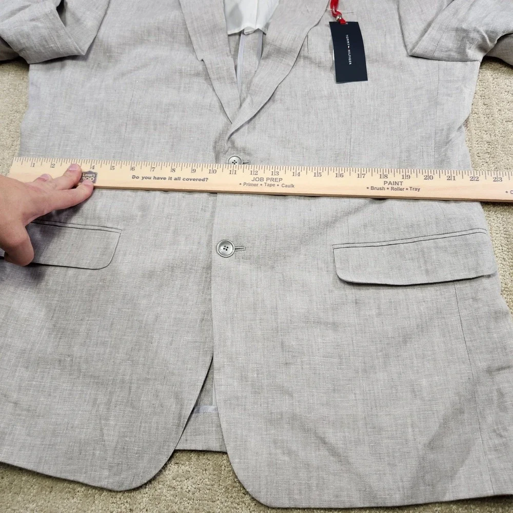 Tommy Hilfiger Blazer Men 46 Long 100% Linen Gray Unstructured NEW Lightweight